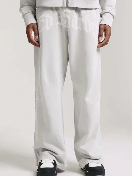 Ed Hardy Pantaloni gri deschis / murdar alb