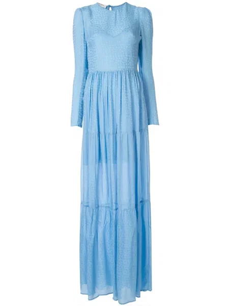 Rochie Philosophy Di Lorenzo Serafini cu imagine din jacard albastru