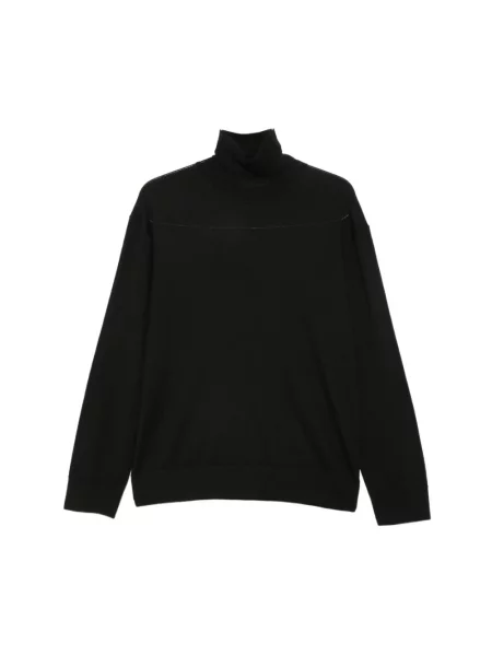Sweter z golfem Laneus wełniany czarny
