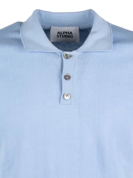 Scurt tricou polo Alpha Studio tricotate albastru