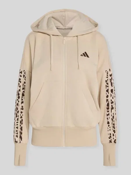 Bluza rozpinana o kroju relaxed fit z mieszanki bawełny z wyhaftowanym logo Adidas Sportswear beżowa