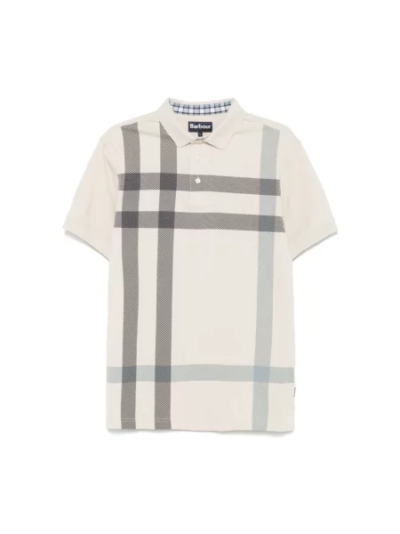 Koszulka polo Barbour w kratę beżowa