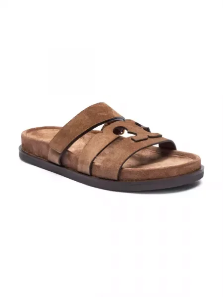 TORY BURCH De piele șlapi INES SPORT SLIDE maro