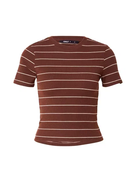 ONLY Tricou ONLLUPE ciocolatiu alb