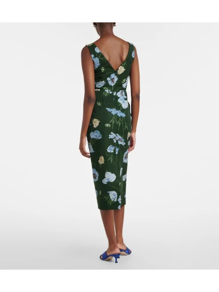 Rochie midi Erdem cu model floral verde
