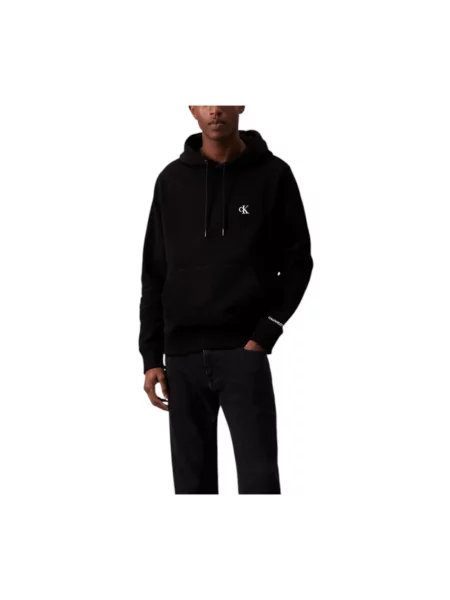 Bluza z kapturem Calvin Klein z kapturem z logo czarna