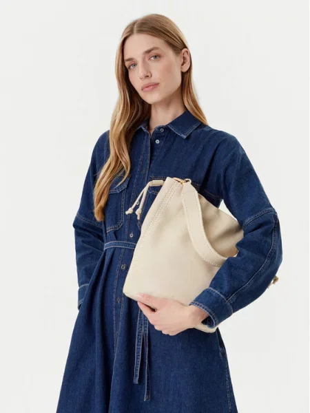 Tommy Hilfiger Τσάντα Th Soft Summer Bucket Κρεμ μπεζ