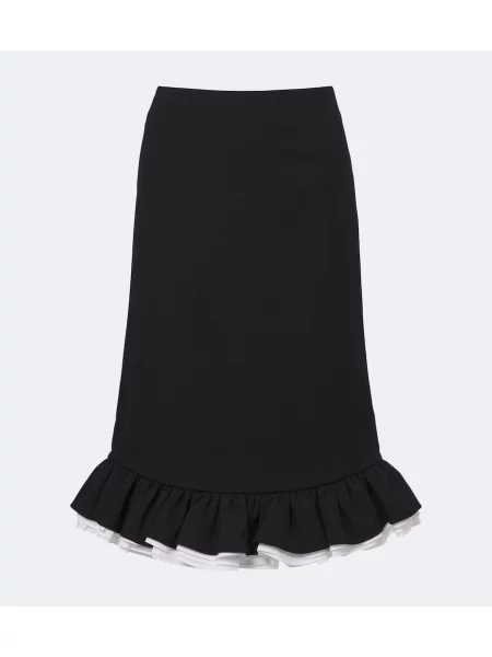 Fustă midi Shushu/tong de lână cu volane negru