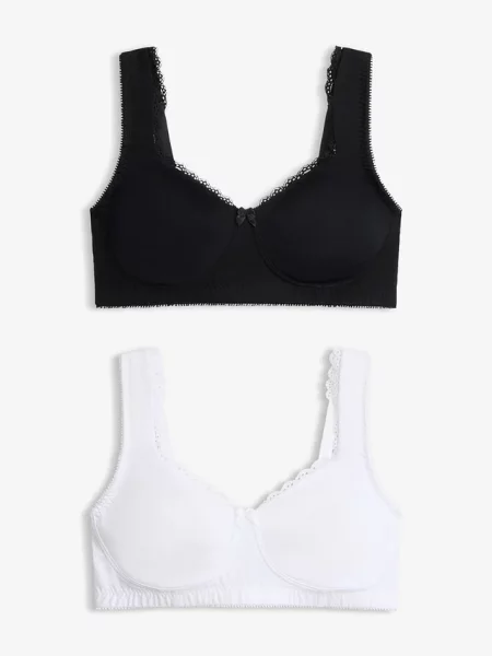 Biustonosz minimizer typu T-shirt bez fiszbinów z bawełną organiczną 2 szt. czarna