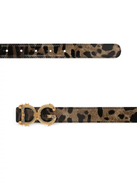 Raštuotas diržas Dolce & Gabbana leopardinis su sagtimis ruda