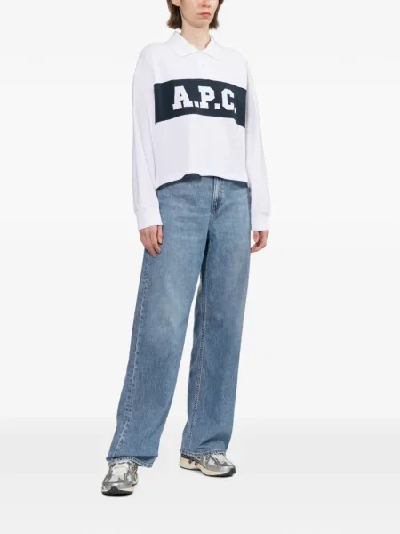 Tricou polo A.p.c. cu broderie alb