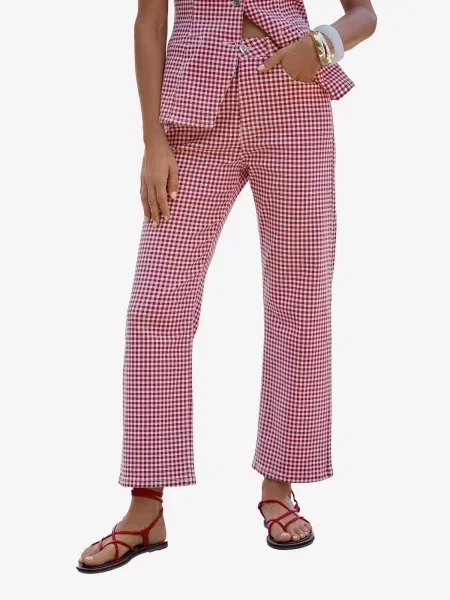 Love & roses Jeans verde iarbă / roșu cireș alb