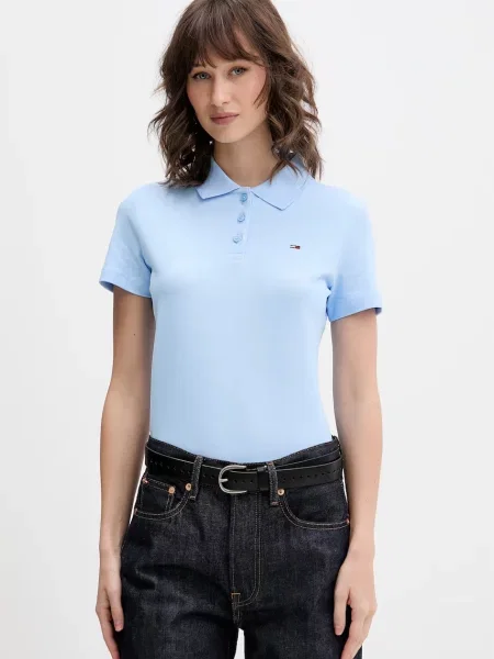 Tricou polo Tommy Jeans albastru