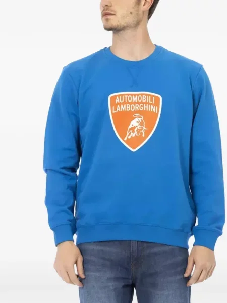 Hanorac crewneck Automobili Lamborghini cu imagine cu decolteu rotund albastru