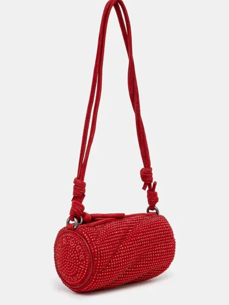Fiorucci torebka zamszowa Suede Rhinestone Micro Mella czerwony