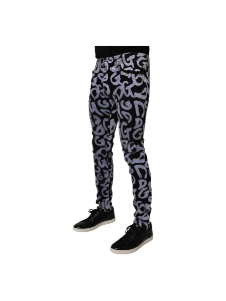 Skinny jeansy skinny Dolce And Gabbana z nadrukiem czarne