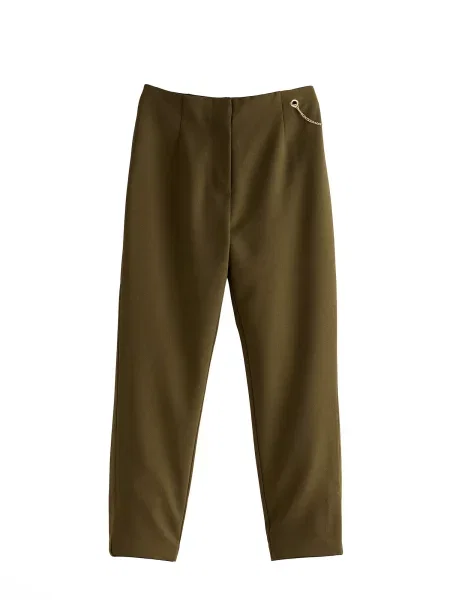 Lipsy Pantaloni cu dungă oliv