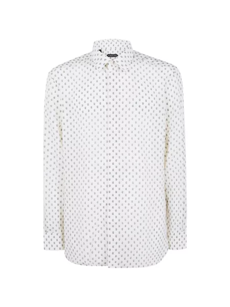 Cămașă Tom Ford cu imagine cu model paisley alb