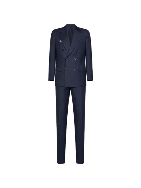 Costum Kiton de lână cu două rânduri de nasturi albastru