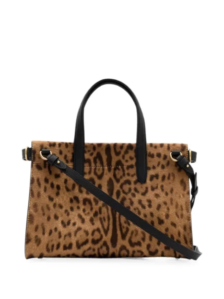 Geantă shopper Burberry cu imagine cu model leopard maro
