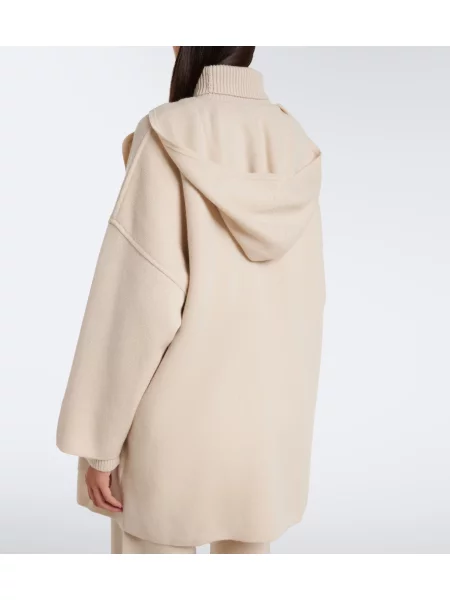 Cardigan Max Mara de lână cu glugă bej