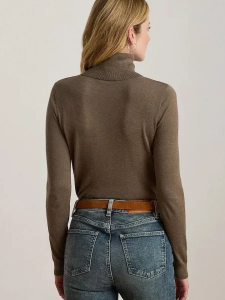 Светр з домішкою шовку Lauren Ralph Lauren легкий гольф бежевий