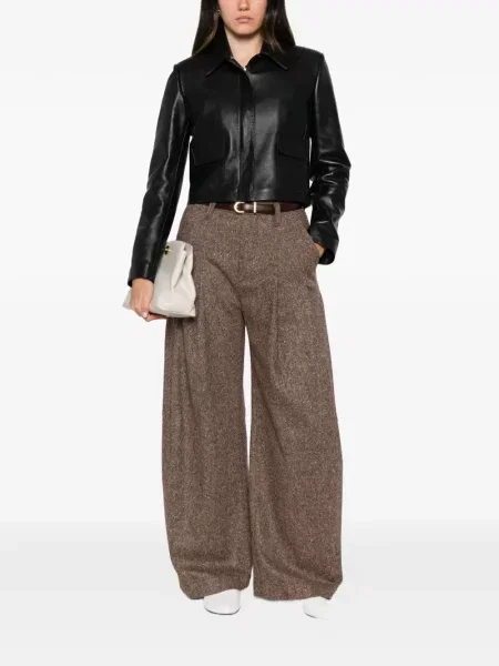 Pantaloni Brunello Cucinelli din tweed maro