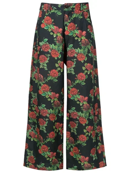Pantaloni culottes Amir Slama cu model floral negru