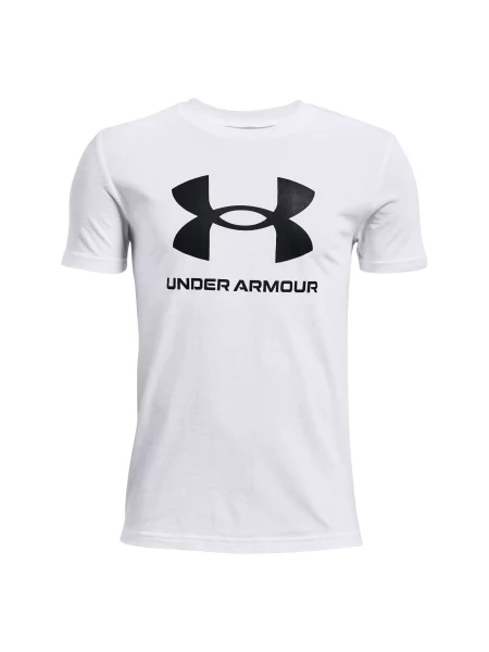 Biało-czarna koszulka dziecięca z krótkim rękawem Under Armour Sportstyle Logo XL biała
