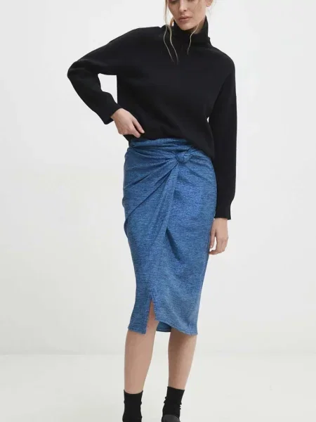 Suknja Answear Lab midi pencil plava