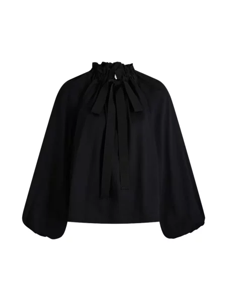 Bluză Patou cu volane cu legături negru