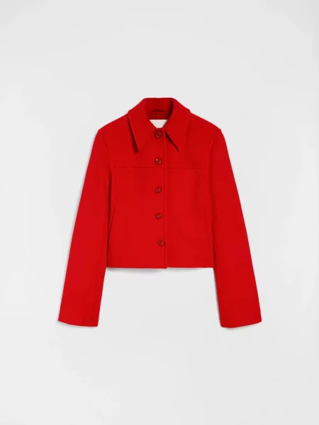 Geacă Jil Sander de lână roșu