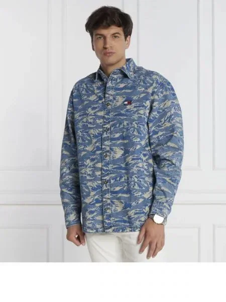 Tommy Jeans Cămașă TIGER CAMO | denim albastru