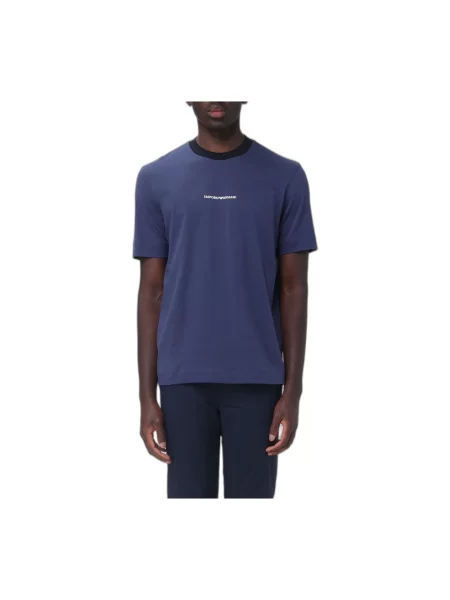 Koszulka Emporio Armani z logo niebieska