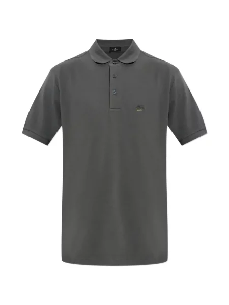 Tricou polo Etro cu broderie gri