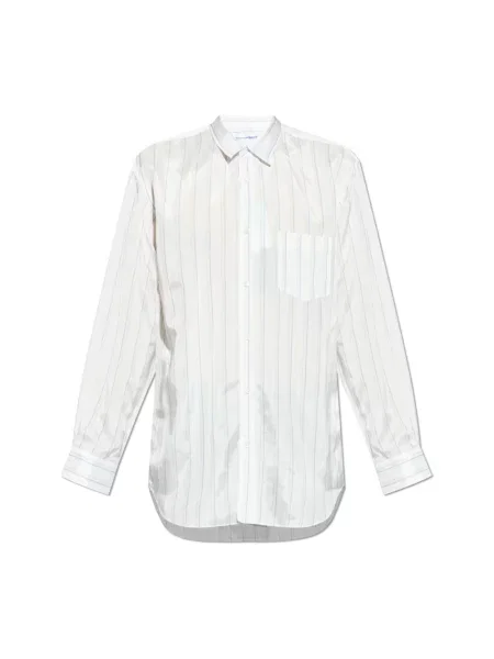 Koszula Comme Des Garcons w paski z paskiem beżowa