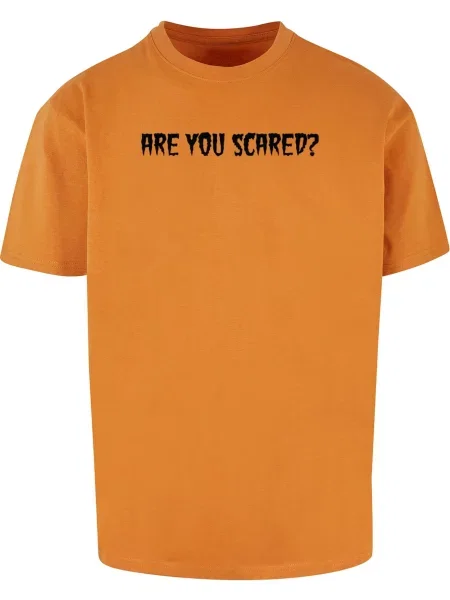 Merchcode Póló Halloween Are You Scared sötét narancssárga fekete