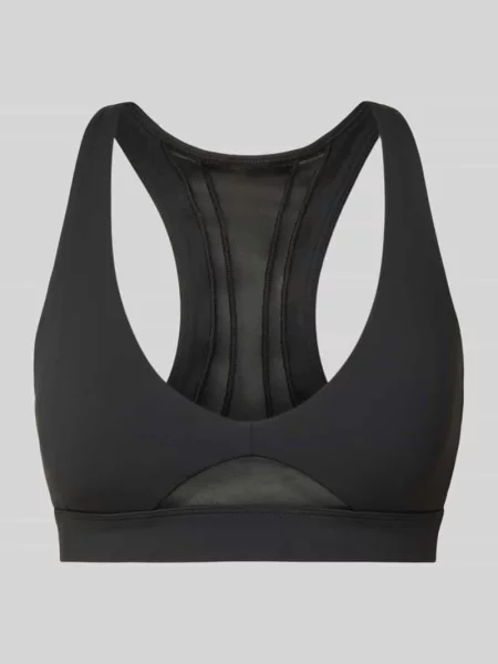 Biustonosz sportowy z półprzezroczystymi wstawkami model Pureluxe' Fabletics czarny
