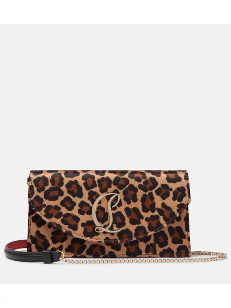 Geantă plic Christian Louboutin din satin cu imagine cu model leopard
