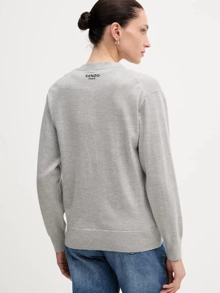 Kenzo kardigan wełniany Pop lekki szary