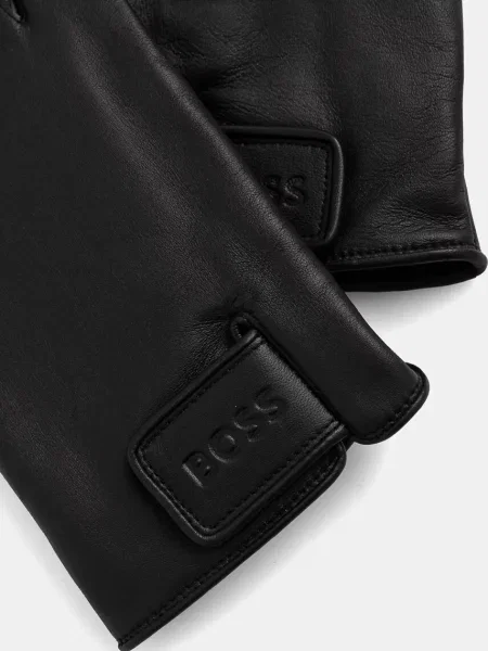 BOSS rękawiczki skórzane czarny