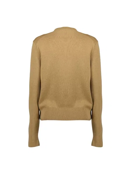 Sweter Ami Paris z okrągłym dekoltem z logo brązowy
