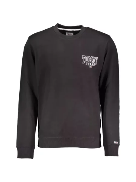 Pulover Tommy Jeans cu imagine cu decolteu rotund negru