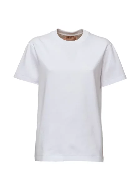 Scurt tricou N°21 cu decolteu rotund alb