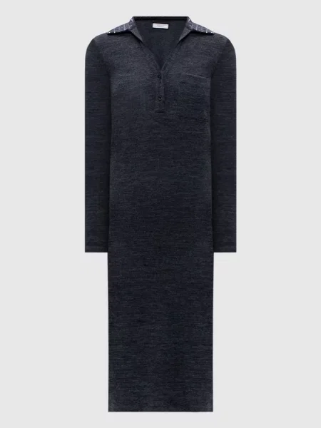 Меланжева сукня-поло з вовною з паєтками Peserico сіра