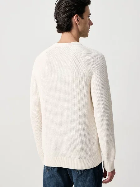 Sweter w kroju nowoczesnym z czystej bawełny model Joop! Collection beżowy
