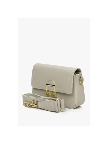 Сумка седл шкіряна світло-сіра Estro сіра