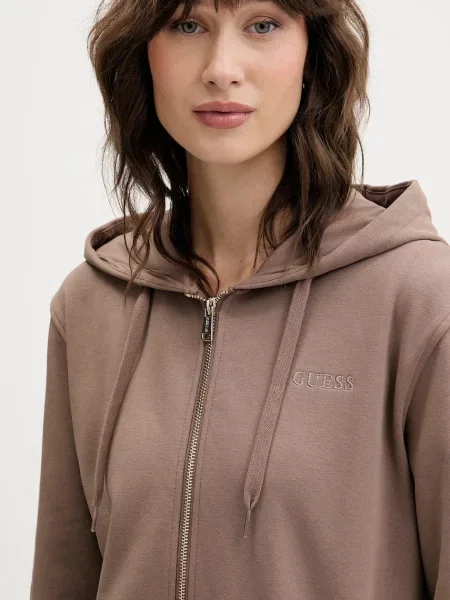 Кофта Guess SOFIA з капюшоном однотонна бежевий