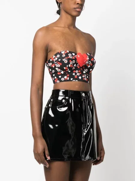 Φλοράλ τοπ Moschino με σχέδιο μαύρο