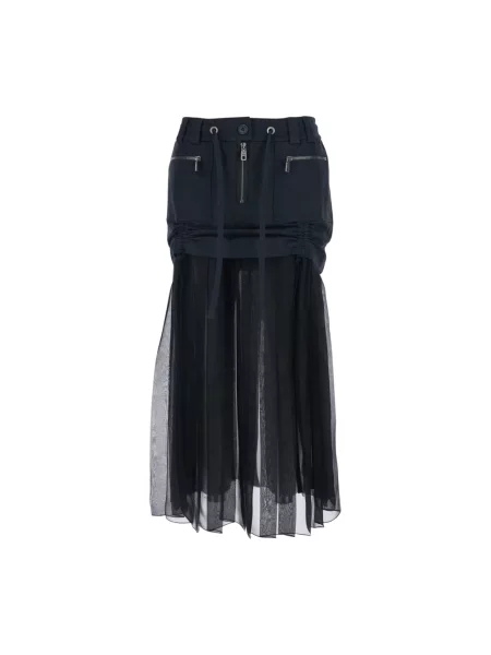 Spódnica midi Dolce And Gabbana szyfonowa do kolan czarna